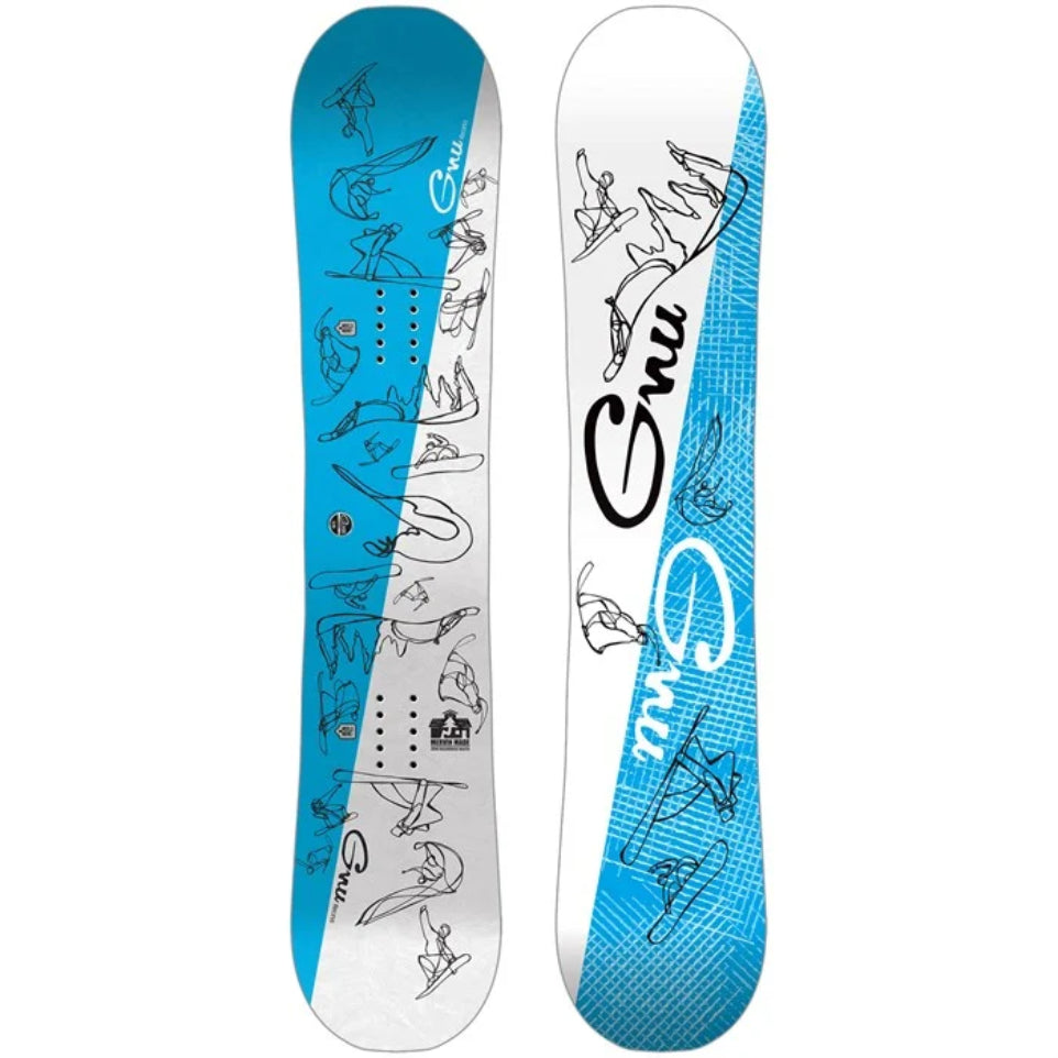 The 2025 Gnu Recess Kid's Snowboard  in blue