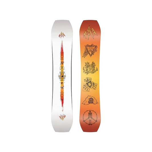 The Jones Tweaker Mens Snowboard 2025 in white and orange.