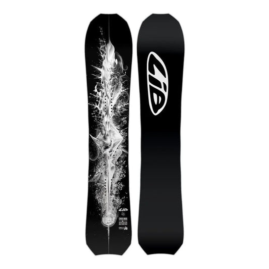 The Lib Tech orca snowboard 2025 in white and black.