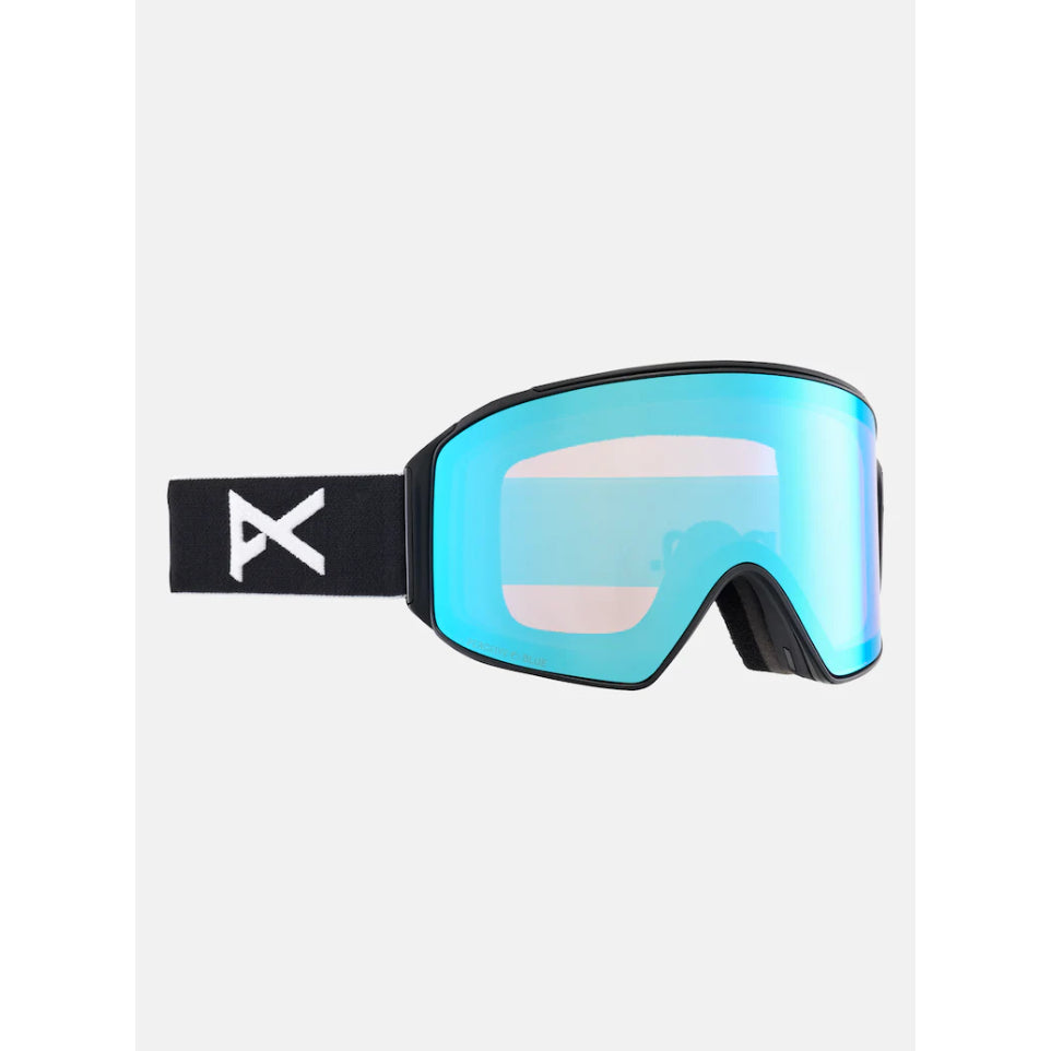 The Anon M4 Cylindrical Goggles, MFI Facemask & Spare Lens 2025 in Black/Perceive Variable Blue & Perceive Cloudy Pink