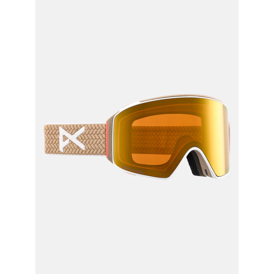 The Anon M4 Cylindrical Goggles, MFI Facemask & Spare Lens 2025 in Summit Taupe/Percive Sunny Bronze & Perceive Cloudy Burst