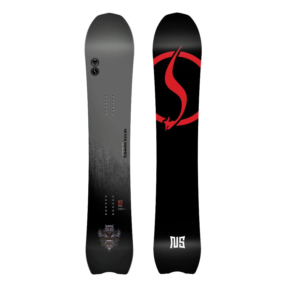 The 2026 Never Summer Valhalla Men's Snowboard in black