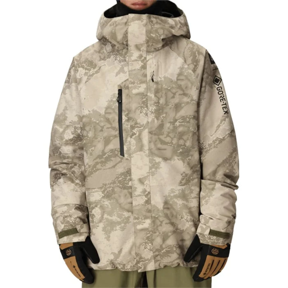 The 686 Gore-Tex Core Shell Men's Jacket in Limestone Hemisphere Print