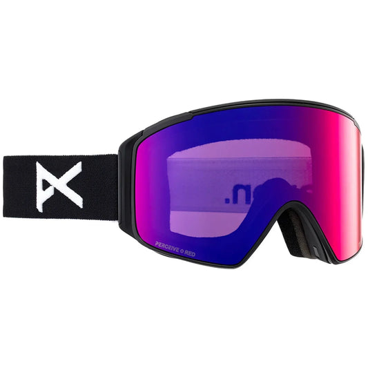 The Anon M4S Cylindrical Goggles, Bonus Lens & MFI Facemask 2023 in Black Perceive Sun Red 1