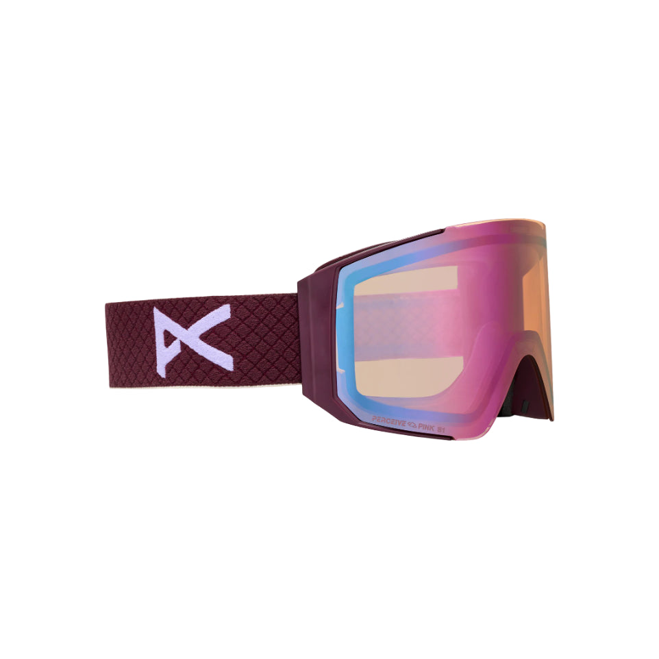 The Anon Sync Goggles, MFI Facemask & Spare Lens 2026 in Deep Cherry, Perceive Cloudy Pink & Perceive Variable Blue
