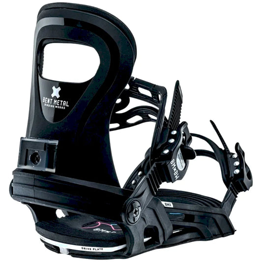 The Bent Metal BMX Kid's Snowboard Bindings 2026 in Black back