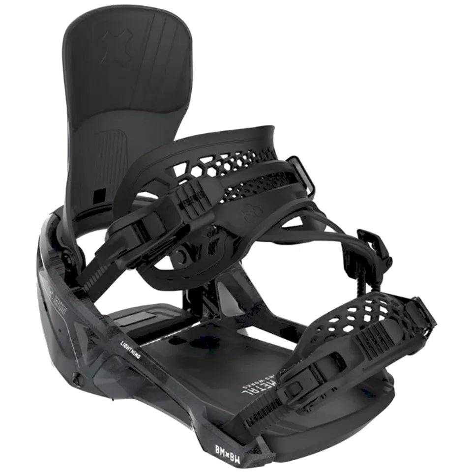 The Bent Metal Lightning Supermatic Men's Snowboard Bindings 2026 in Black front