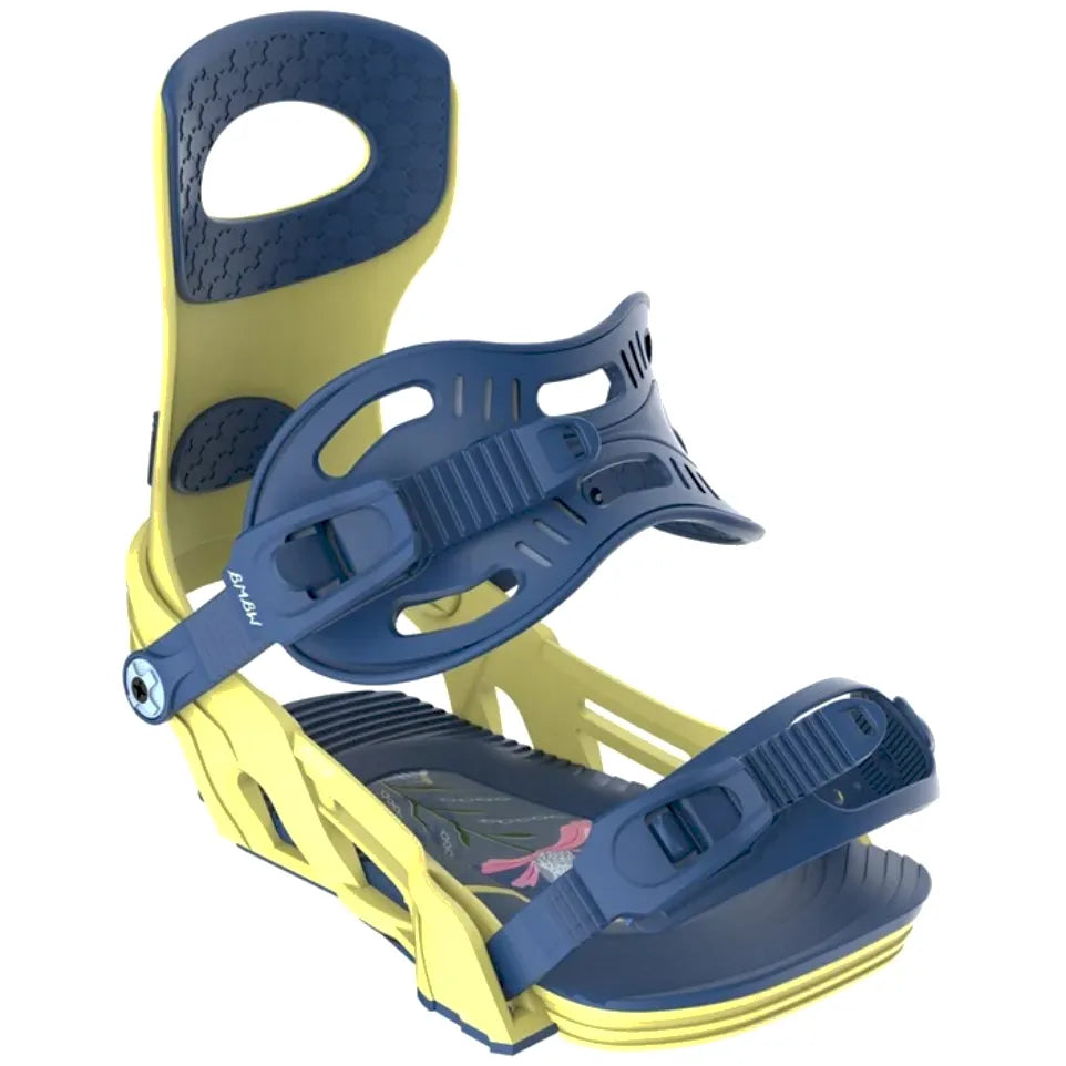 The Bent Metal Metta Women's Snowboard Bindings 2026 in yellow front