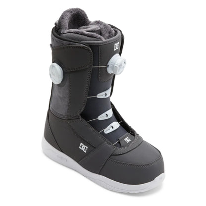 The DC Lotus Women's Snowboard Boots 2025 in Dark Grey White