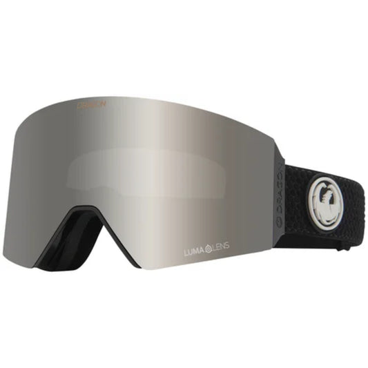 The Dragon RVX OTG Goggles 2022 in Split Lumalens Silver Ionised Flash Blue AF