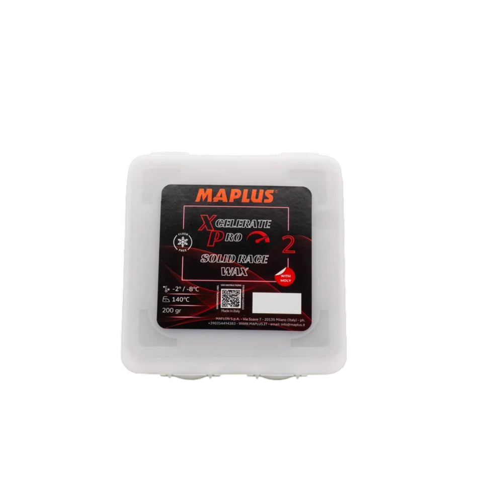 The MAPLUS Xcelerate Pro 2 Solid Race Wax 200g (-2°C/-8°C Snow Temp)