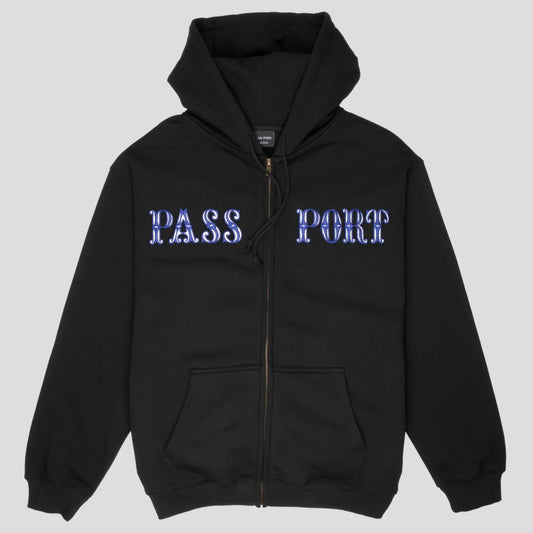 The Passport Glint Zip Men's Hoodie in Black 1
