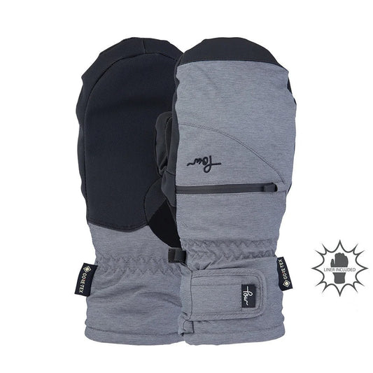 The Pow Cascadia GTX +WARM Short Womens Mitts 2023 in Grey