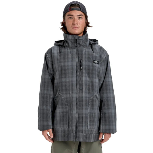 The Quiksilver Live Wire Men's Snow Jacket 2026 in Mercury Check True Black