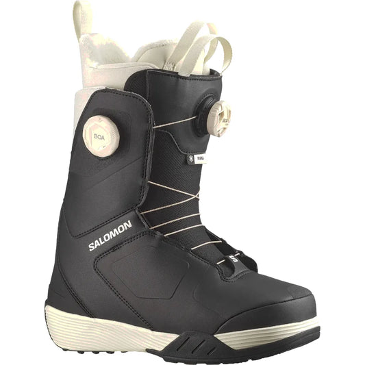 The Salomon Kiana Dual Boa Womens Snowboard Boots 2026 in Black / Black / Vanilla Ice