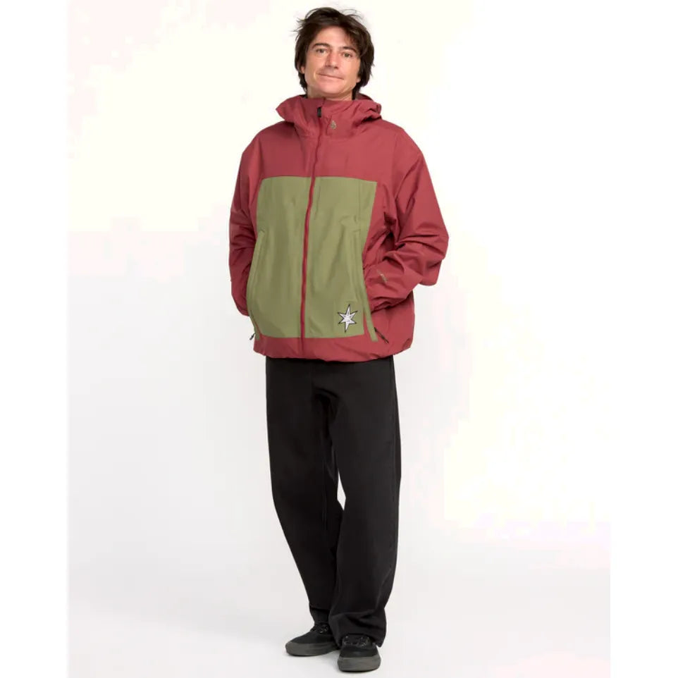 The Volcom Arthur 3L Men's Snow Jacket 2026 in Burnt Red