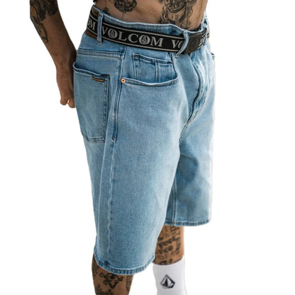 The Volcom Billow Denim Short in Blueprint