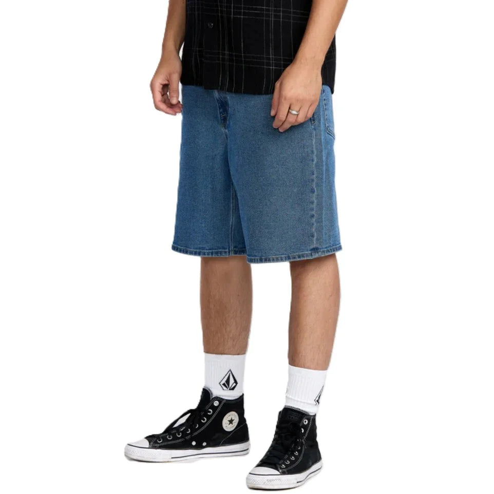 The Volcom Billow Denim Short in Deep River Blues