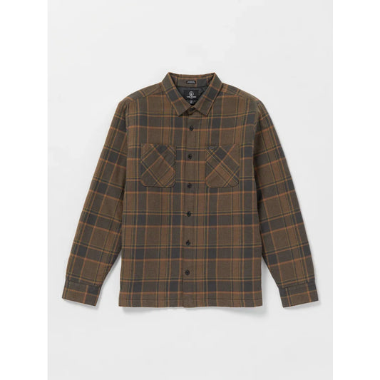 The Volcom Brickstone Lined Flannel Long Sleeve T-Shirt 2024 in Mud