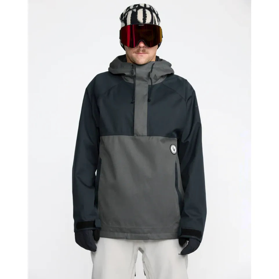 The Volcom Hossegor 20K Men's Pullover Snow Jacket 2026 in Black