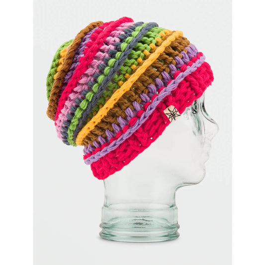 The Volcom Rav Crochet Beanie 2023 in Red