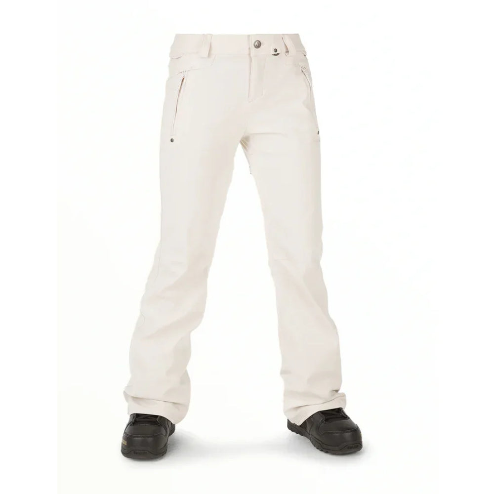 The Volcom Species Women's Stretch Snow Pants 2023 in Off White 1